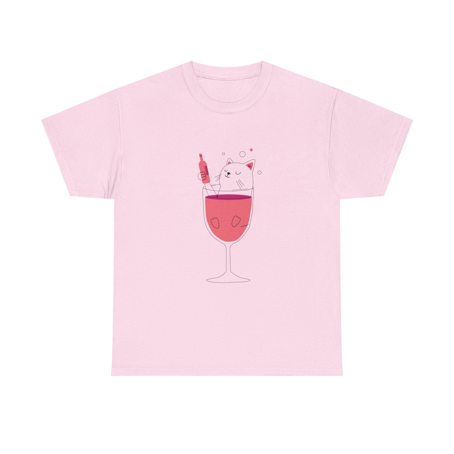 Wine Glass Cat T-Shirt — Cute Cat in a Wine Glass Graphic Tee Printify