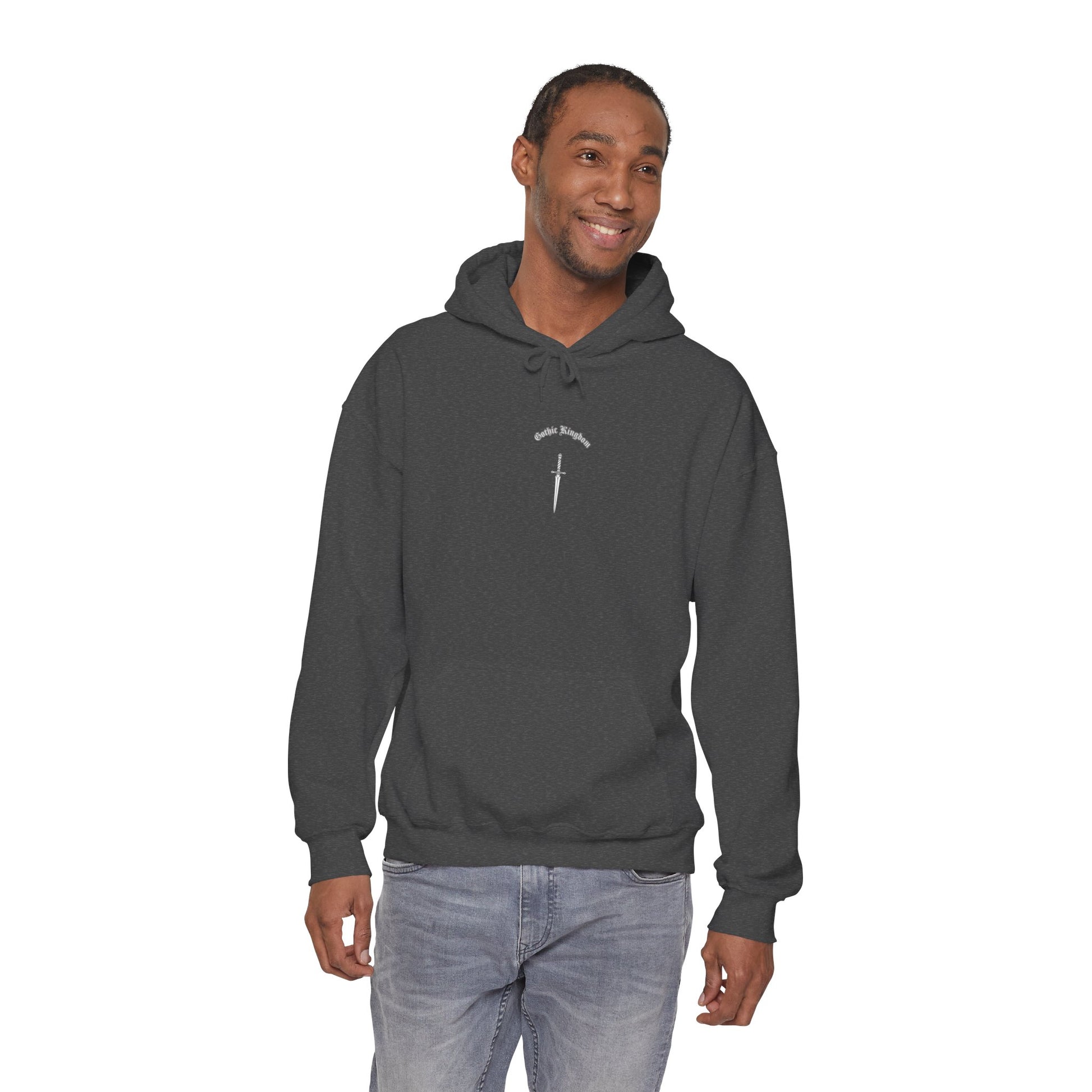 Sword Crest Hoodie — Gothic Floral Sword Graphic Printify