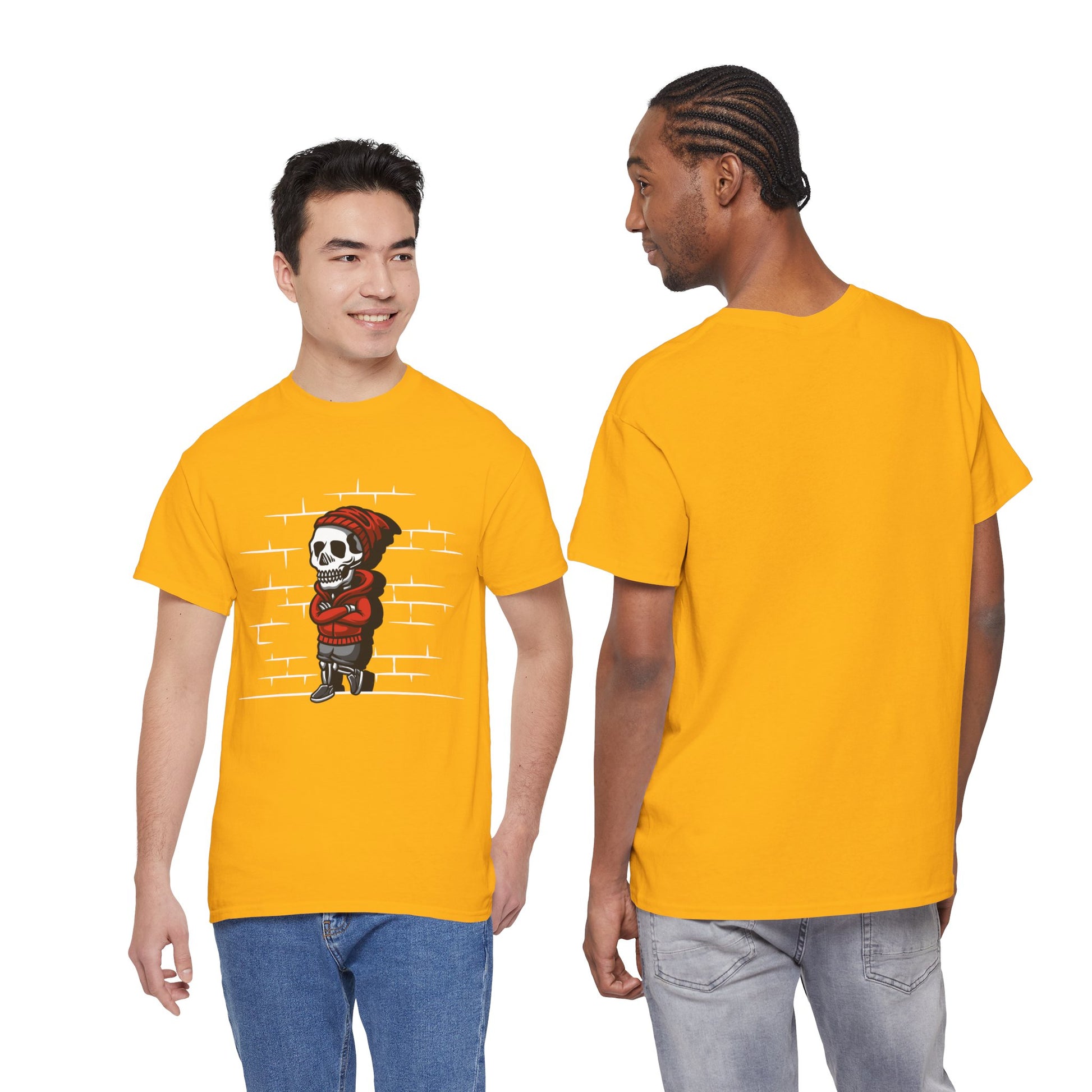Skeleton Against the Wall T-Shirt Printify