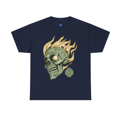 Flaming Green Skull Tee — Edgy Horror Graphic T-Shirt Printify