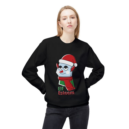 Elf Esteem Crewneck Sweatshirt — Funny Retro Holiday Christmas Sweater Printify