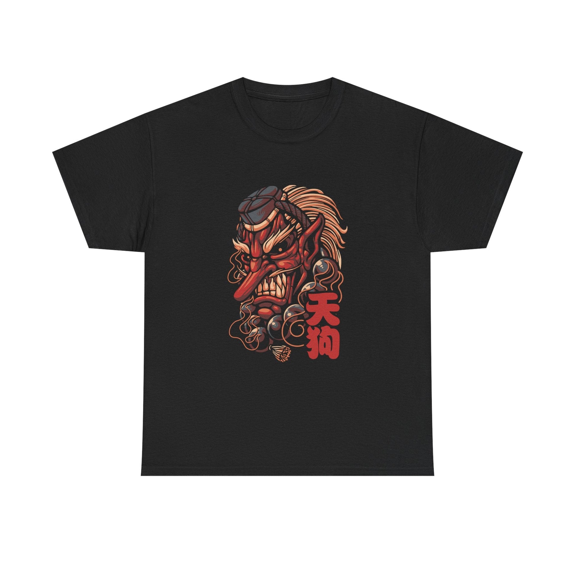 T-Shirt — Red Tengu Mask Graphic Tee (Japanese Oni Design) Printify