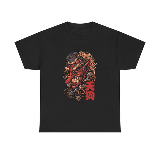T-Shirt — Red Tengu Mask Graphic Tee (Japanese Oni Design) Printify