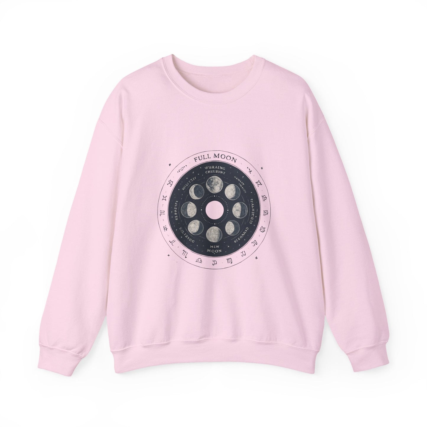 Moon Phase Crewneck Sweatshirt — Full Moon Diagram Graphic Printify