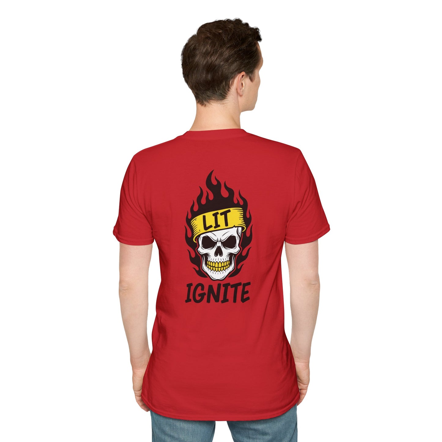 Ignite Skull T-Shirt — 'Ignite' Text & Flaming Skull 'LIT' Graphic Printify