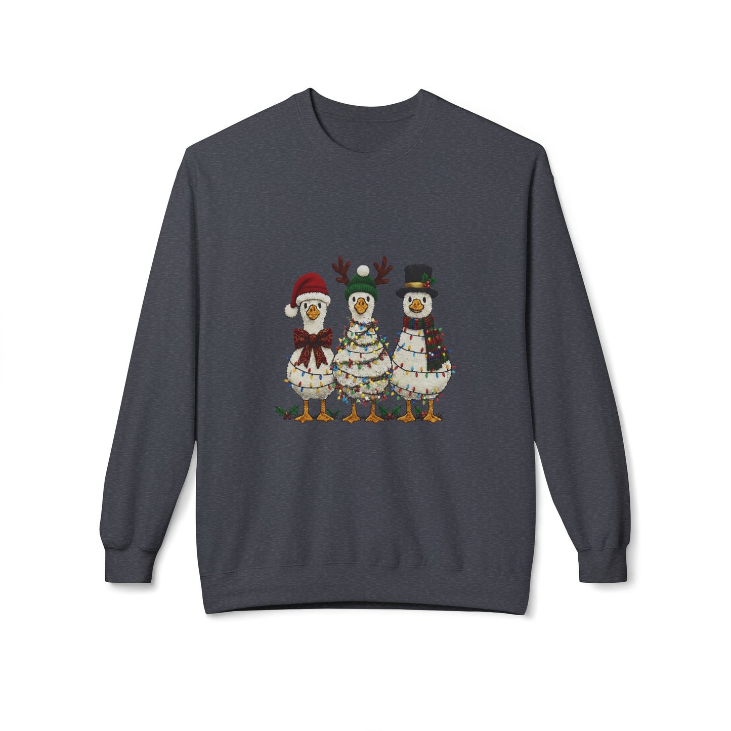 Christmas Duck Family Sweatshirt — Festive Holiday Trio Crewneck Printify