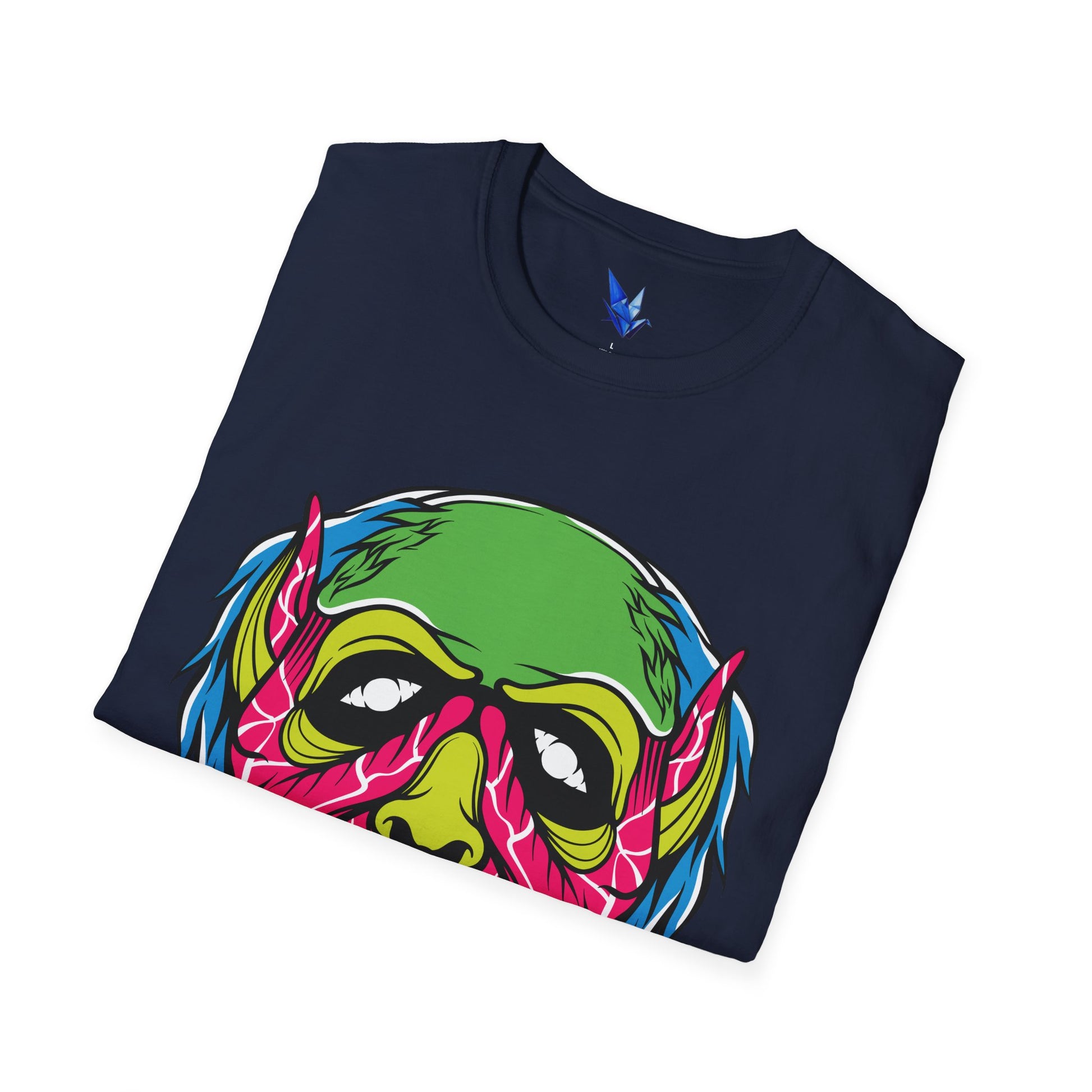 Horror Neon Zombie Skull T-Shirt Printify
