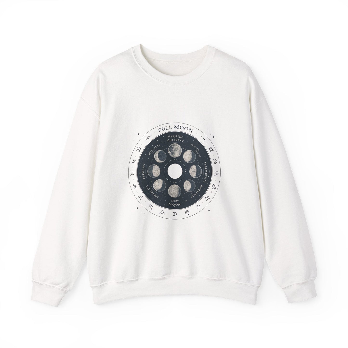 Moon Phase Crewneck Sweatshirt — Full Moon Diagram Graphic Printify