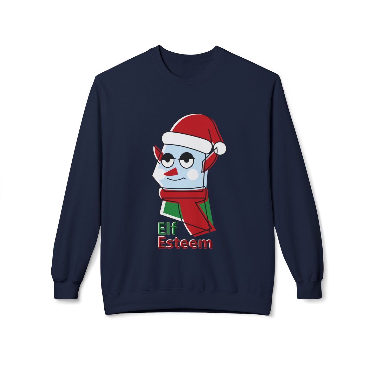 Elf Esteem Crewneck Sweatshirt — Funny Retro Holiday Christmas Sweater Printify
