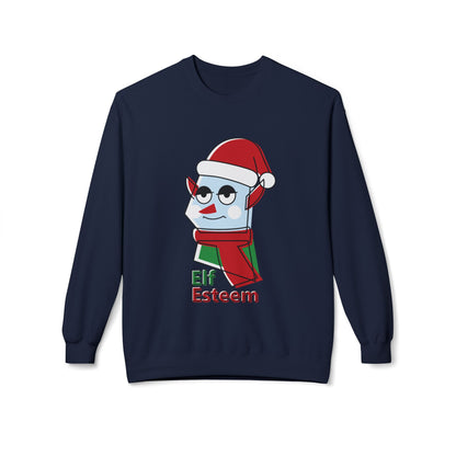 Elf Esteem Crewneck Sweatshirt — Funny Retro Holiday Christmas Sweater Printify