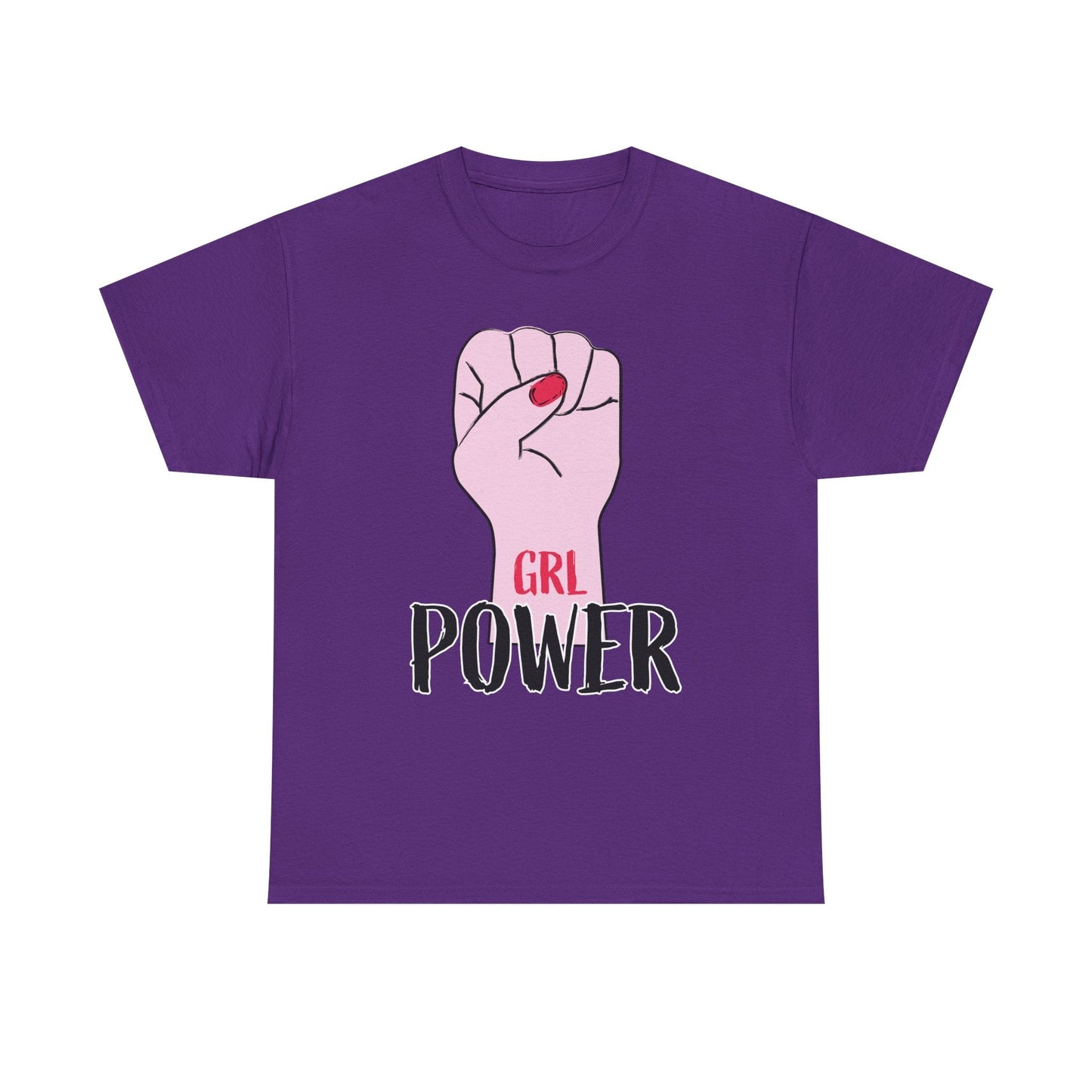 Girl Power T-Shirt — Feminist Raised Fist Tee (Pink Nail Design) Printify