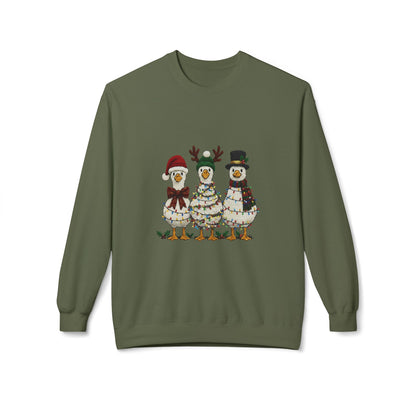 Christmas Duck Family Sweatshirt — Festive Holiday Trio Crewneck Printify