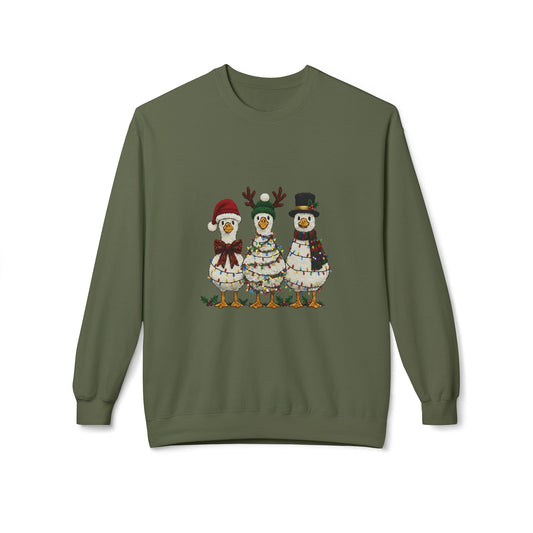 Christmas Duck Family Sweatshirt — Festive Holiday Trio Crewneck Printify