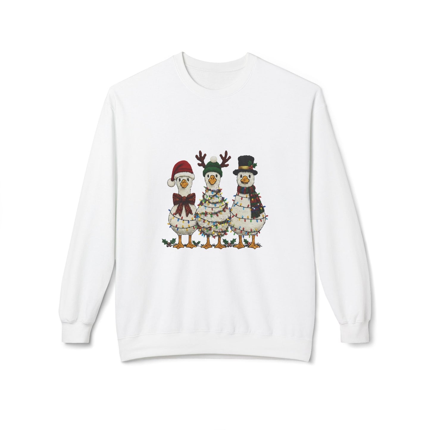 Christmas Duck Family Sweatshirt — Festive Holiday Trio Crewneck Printify