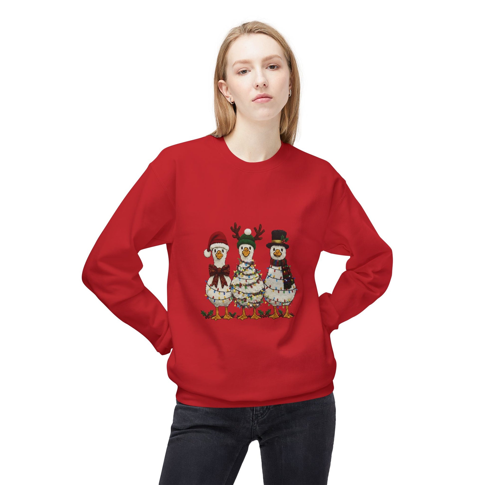 Christmas Duck Family Sweatshirt — Festive Holiday Trio Crewneck Printify