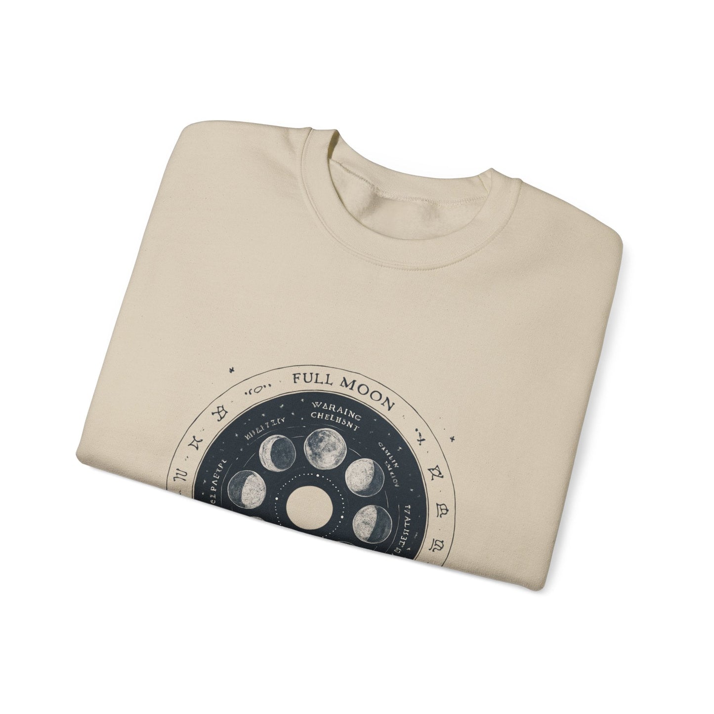 Moon Phase Crewneck Sweatshirt — Full Moon Diagram Graphic Printify
