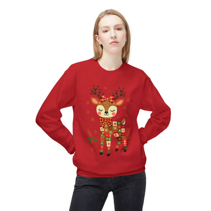 Christmas Patchwork Reindeer Sweatshirt Printify