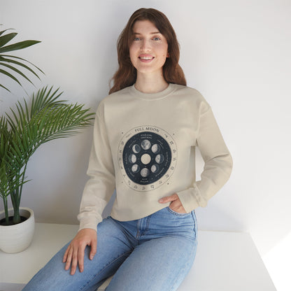 Moon Phase Crewneck Sweatshirt — Full Moon Diagram Graphic Printify