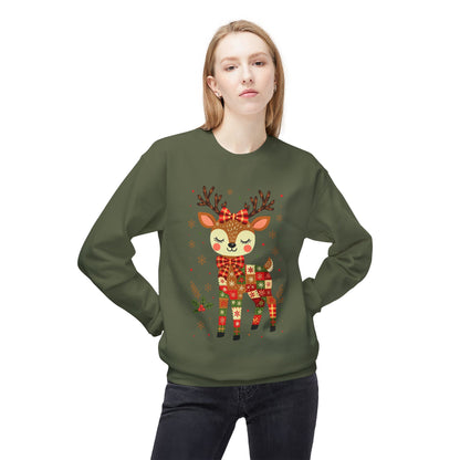 Christmas Patchwork Reindeer Sweatshirt Printify