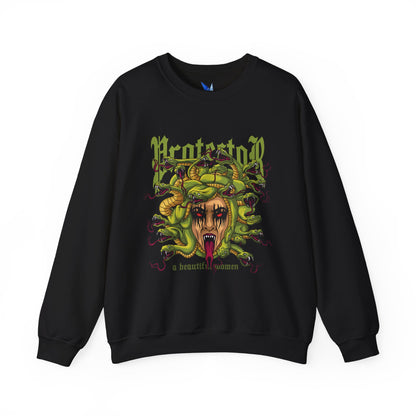 Medusa Graphic Sweatshirt — 'Protestor' Horror Myth Printify