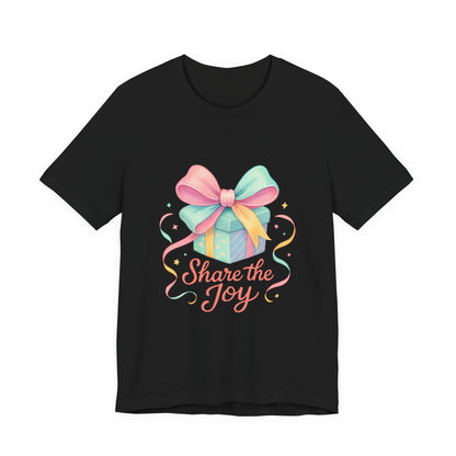 Share the Joy Gift Tee — Pastel Present Graphic T-Shirt Printify