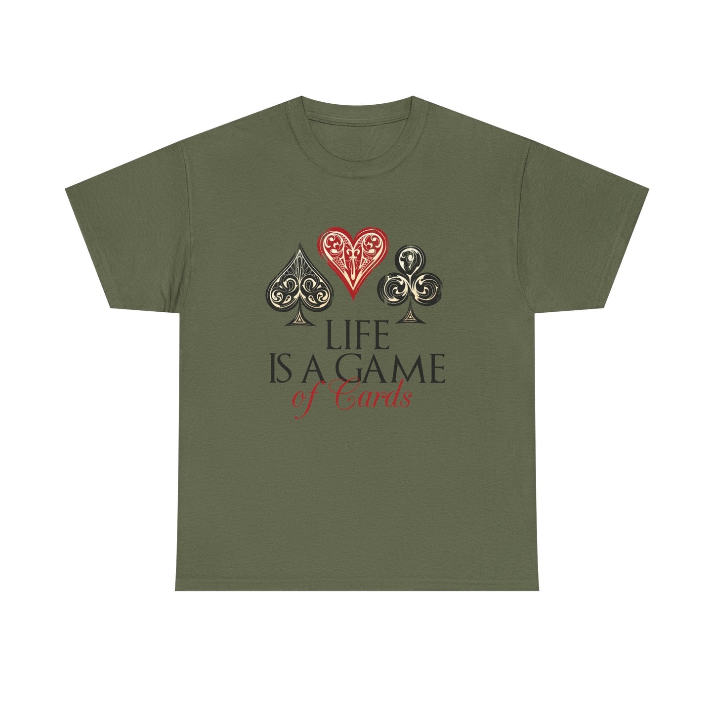 Life Is a Game of Cards Graphic Tee — Poker Suit Heart Spade Club Diamond T-Shirt Printify