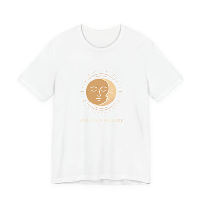 Sun & Moon Minimalist Tee — Celestial Face Graphic T-Shirt Printify