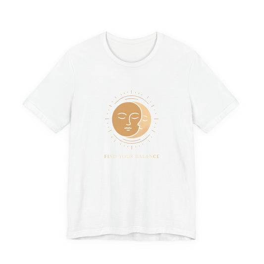 Sun & Moon Minimalist Tee — Celestial Face Graphic T-Shirt Printify