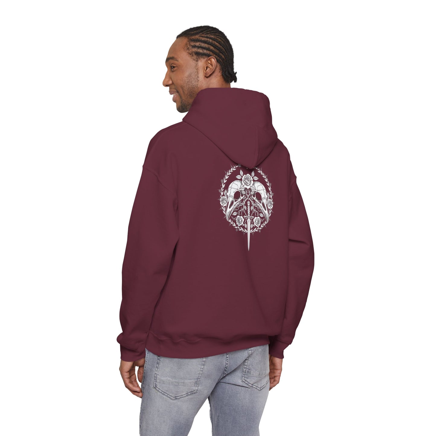 Sword Crest Hoodie — Gothic Floral Sword Graphic Printify