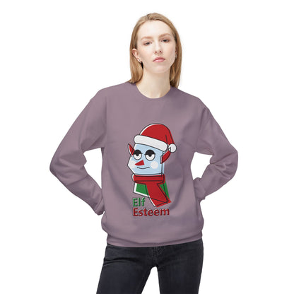 Elf Esteem Crewneck Sweatshirt — Funny Retro Holiday Christmas Sweater Printify