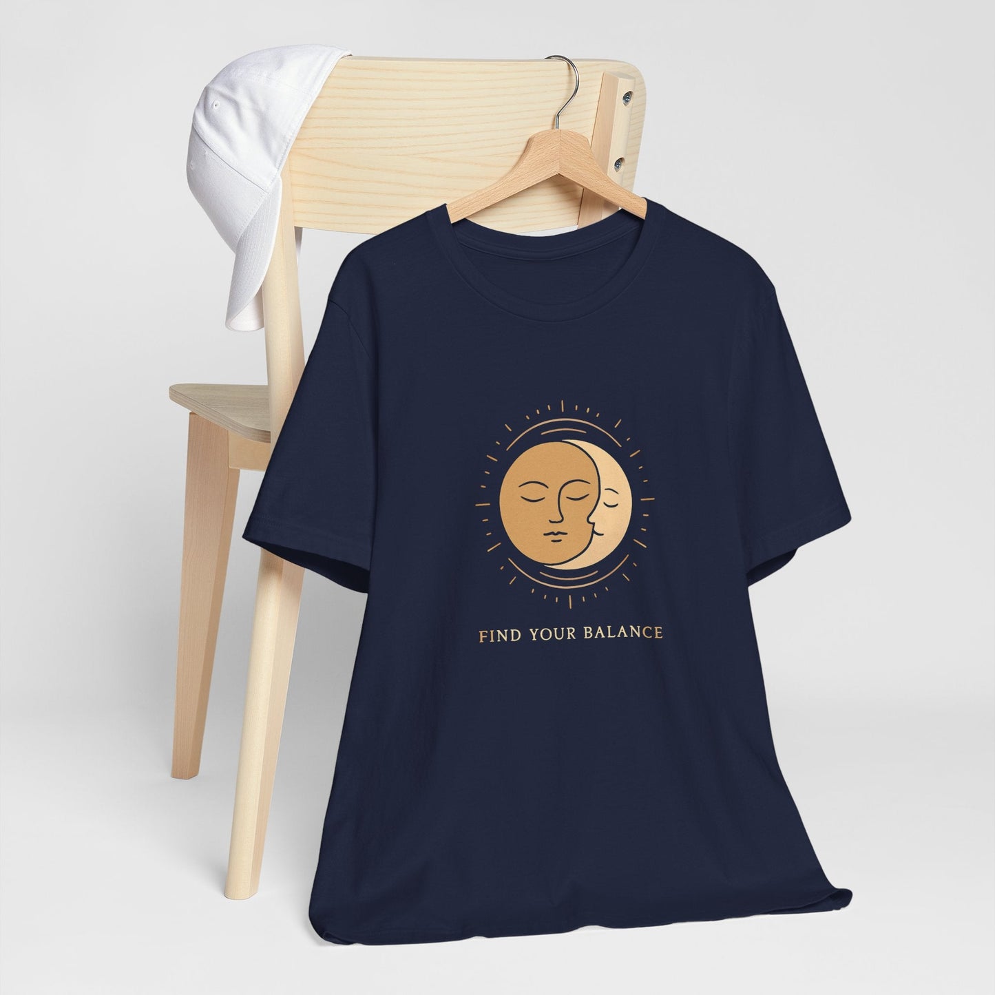 Sun & Moon Minimalist Tee — Celestial Face Graphic T-Shirt Printify