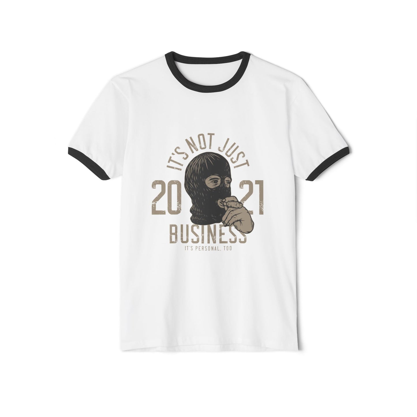 Ringer T-Shirt — Vintage Ski Mask Graphic Printify