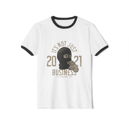 Ringer T-Shirt — Vintage Ski Mask Graphic Printify