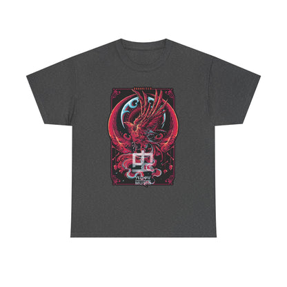 Red Phoenix Japanese Dragon T-Shirt — Mythic Samurai Crest Graphic Tee Printify