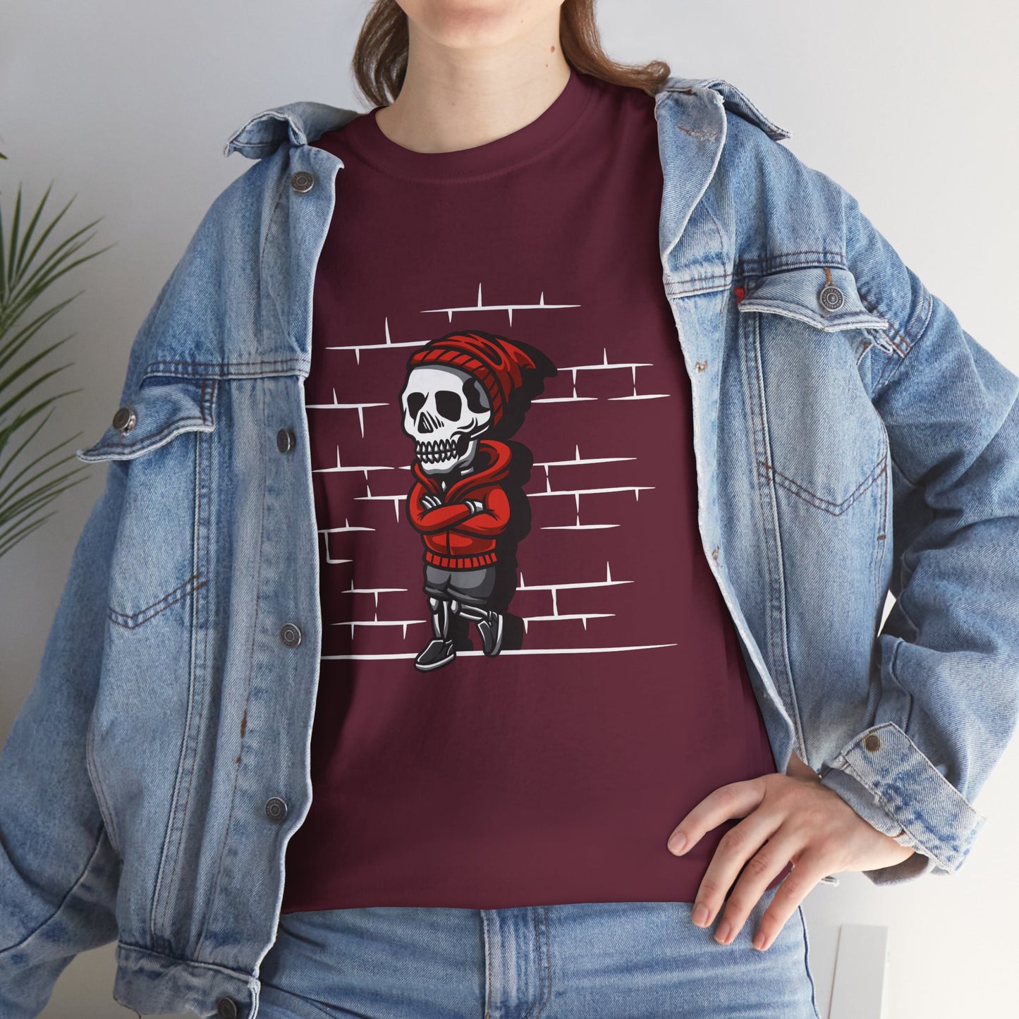 Skeleton Against the Wall T-Shirt Printify