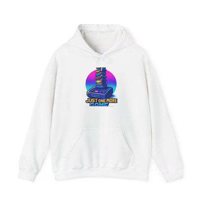 Gamer Stack Hoodie — "Just One More Game" Retro Gaming Pullover Hoodie Printify