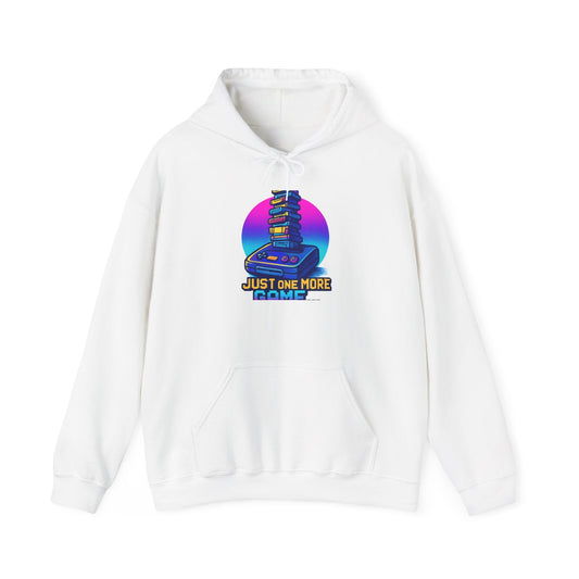Gamer Stack Hoodie — "Just One More Game" Retro Gaming Pullover Hoodie Printify