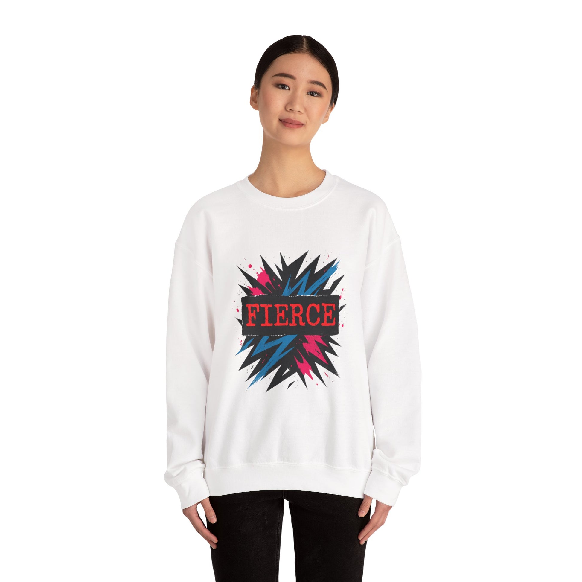 Fierce Graphic Sweatshirt — Bold Retro Explosion Crewneck Printify