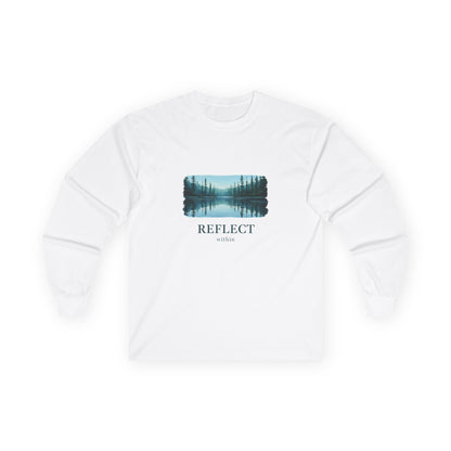 Reflect Lake Long Sleeve Tee — Scenic Nature Graphic T-shirt