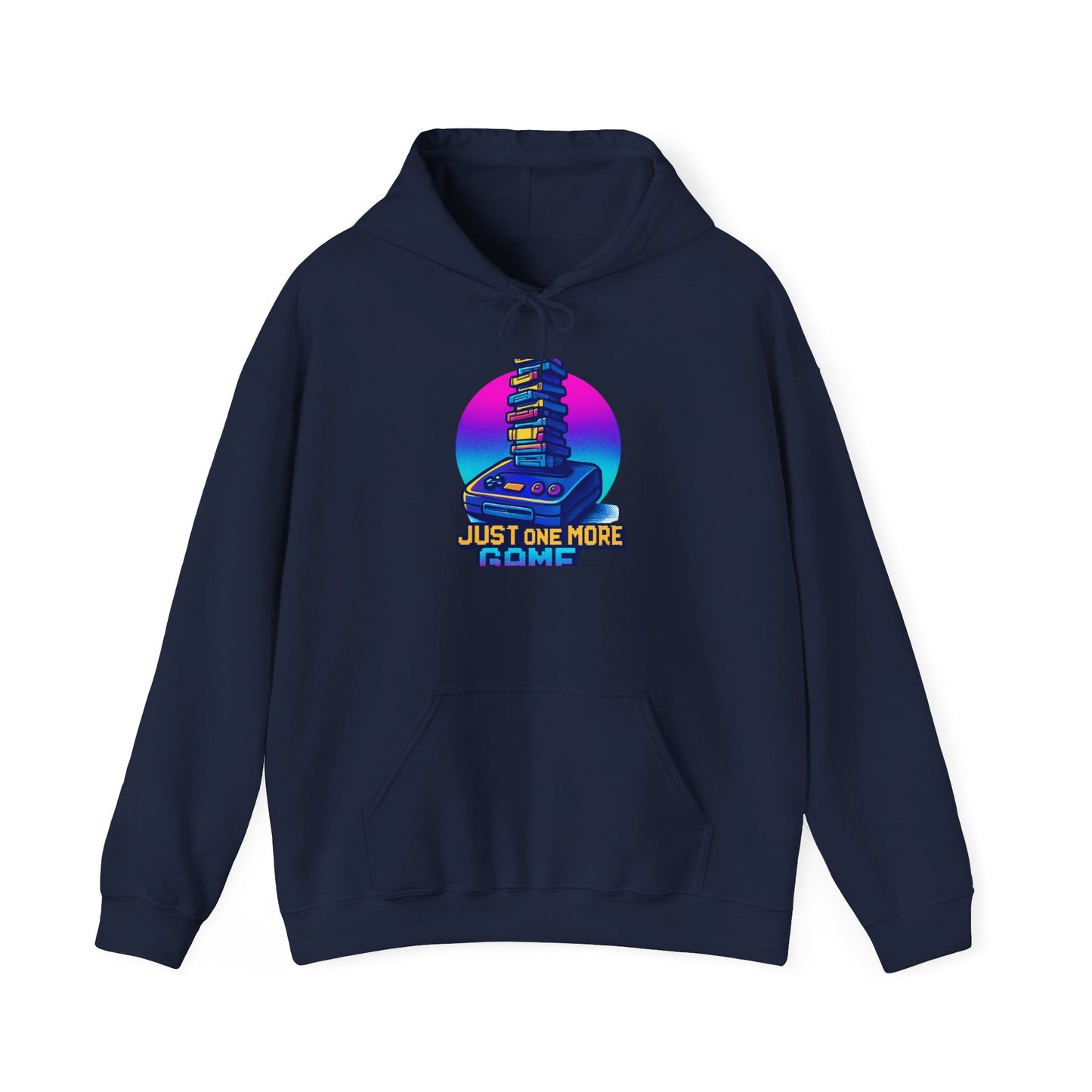 Gamer Stack Hoodie — "Just One More Game" Retro Gaming Pullover Hoodie Printify