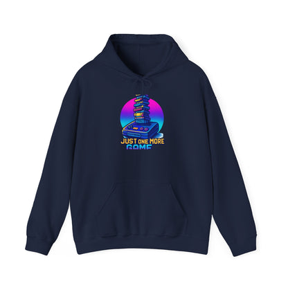Gamer Stack Hoodie — "Just One More Game" Retro Gaming Pullover Hoodie Printify