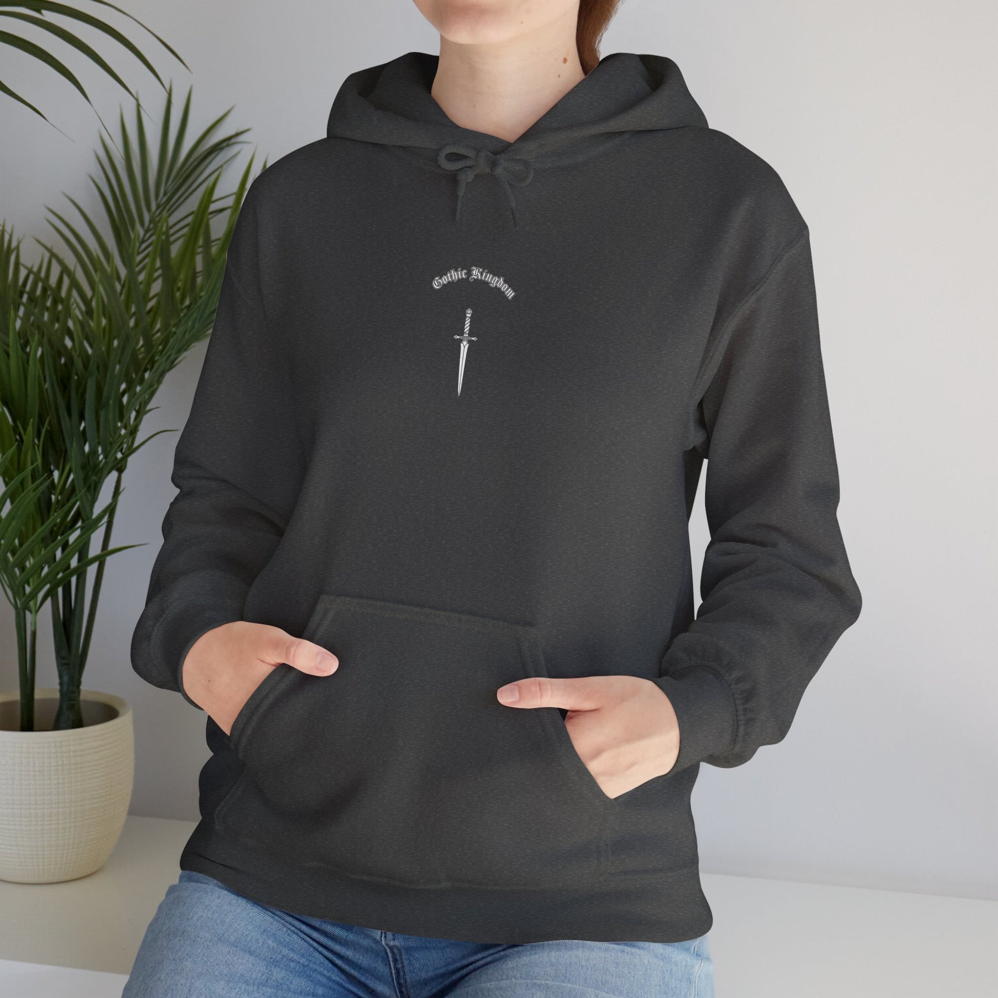 Sword Crest Hoodie — Gothic Floral Sword Graphic Printify