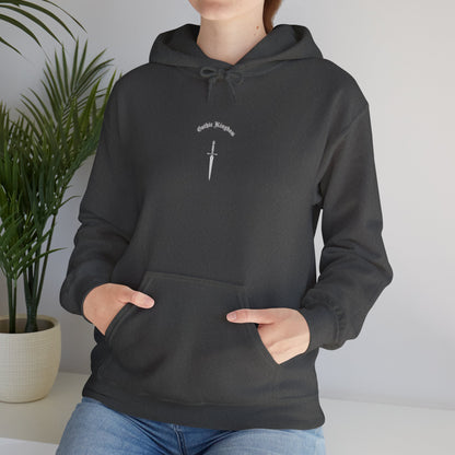 Sword Crest Hoodie — Gothic Floral Sword Graphic Printify