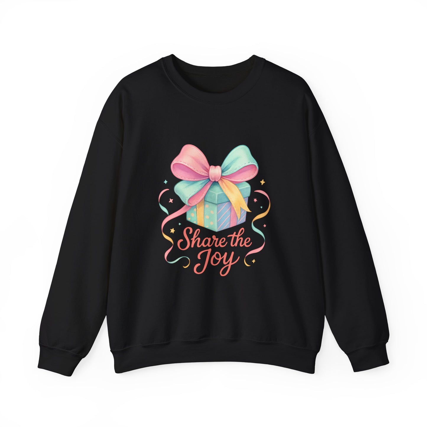 Crewneck Sweatshirt — 'Share the Joy' Pastel Gift Graphic Printify
