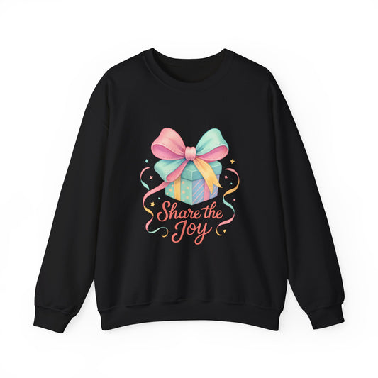 Crewneck Sweatshirt — 'Share the Joy' Pastel Gift Graphic Printify