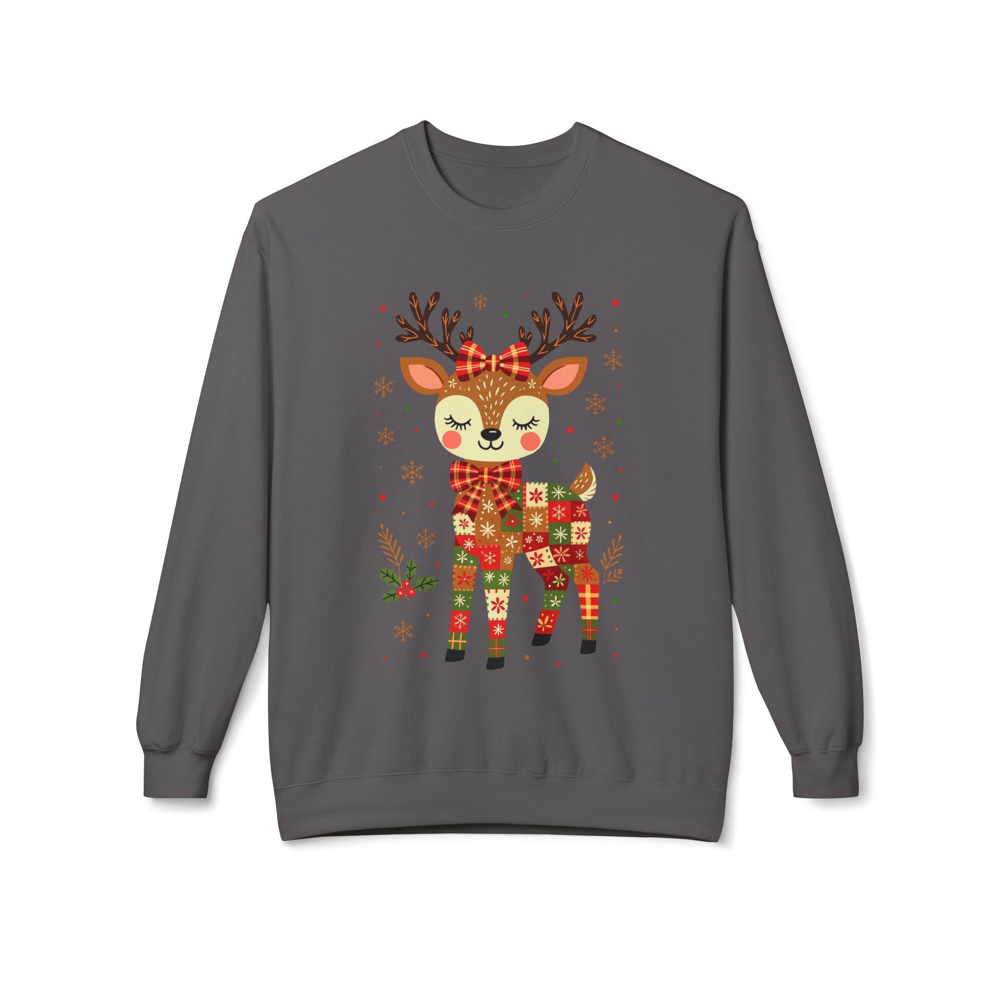 Christmas Patchwork Reindeer Sweatshirt Printify