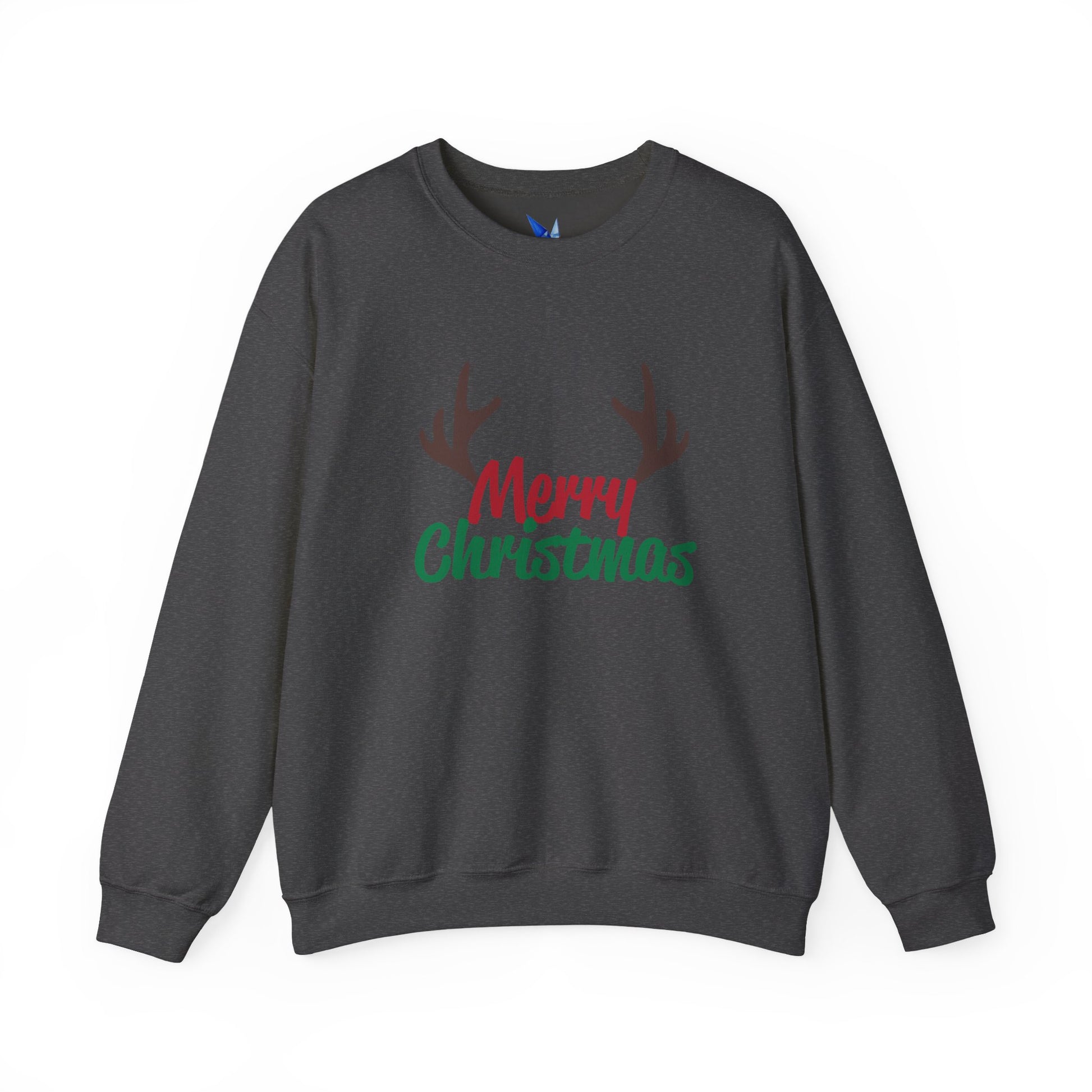 Merry Christmas Reindeer Antlers Crewneck Sweatshirt Printify