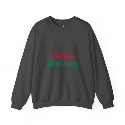 Merry Christmas Reindeer Antlers Crewneck Sweatshirt Printify