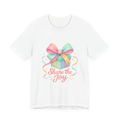 Share the Joy Gift Tee — Pastel Present Graphic T-Shirt Printify