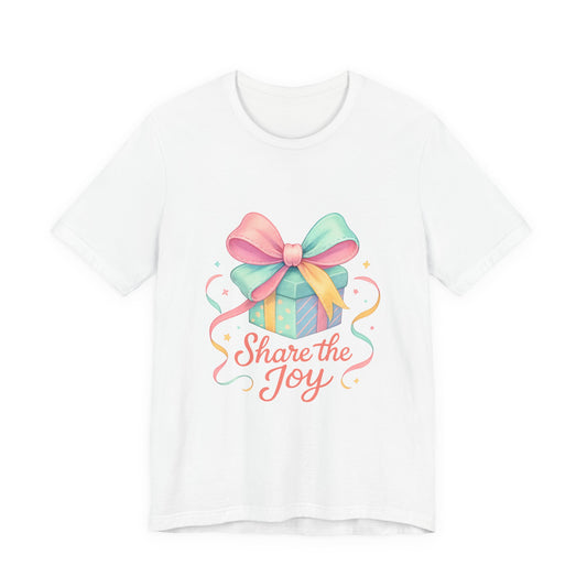 Share the Joy Gift Tee — Pastel Present Graphic T-Shirt Printify
